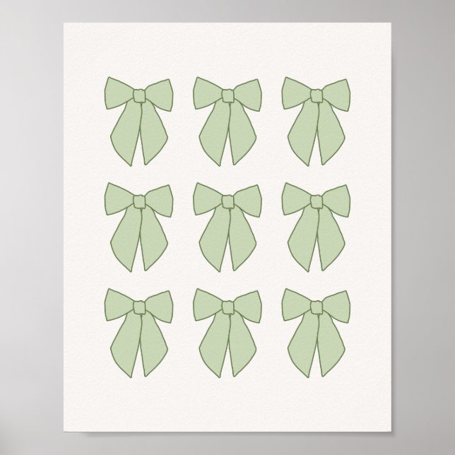 Affiche Rubans Vert Pastel Coquette (Devant)