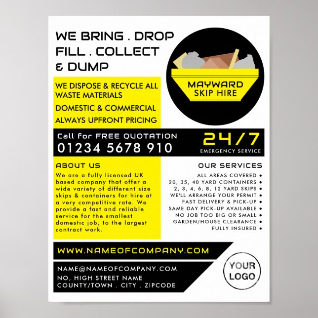 Affiche Rubbbish jaune Sauter, Sauter/Dumster Company (Devant)