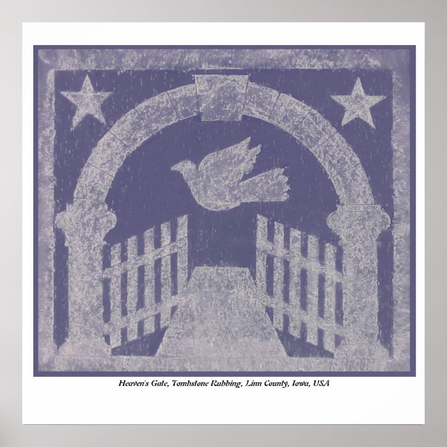 Affiche Rubbing de pierre de la porte du ciel - Bleu (Devant)