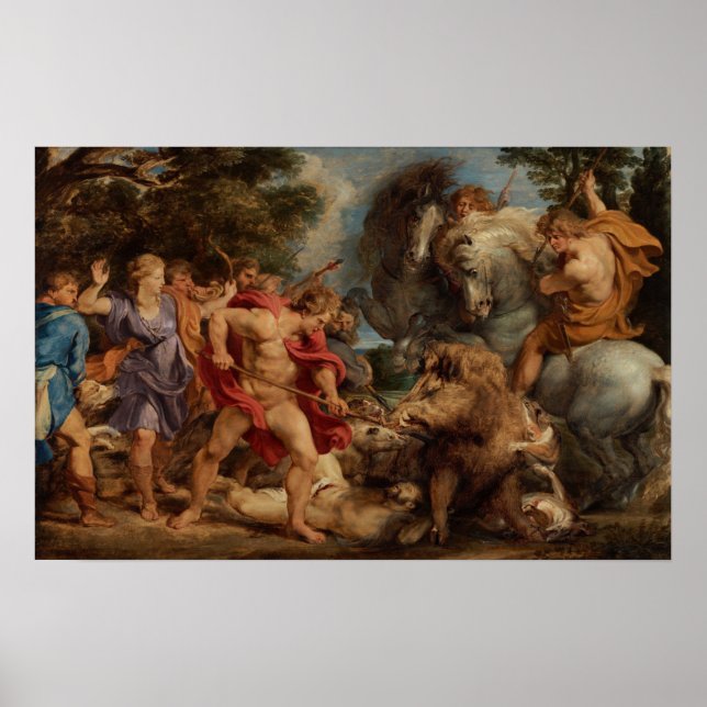Affiche Rubens - Chasse au sanglier de Calydon (Devant)