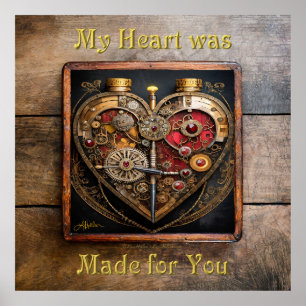 Affiche Rubies Et Engrenages Coeur Steampunk Series