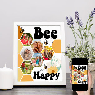 Affiche Ruche en nid d'abeille Bee Happy 6 Collage photo