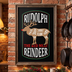 Affiche Rudolph Red Meat Reindeer Drôle de Cave d'Homme