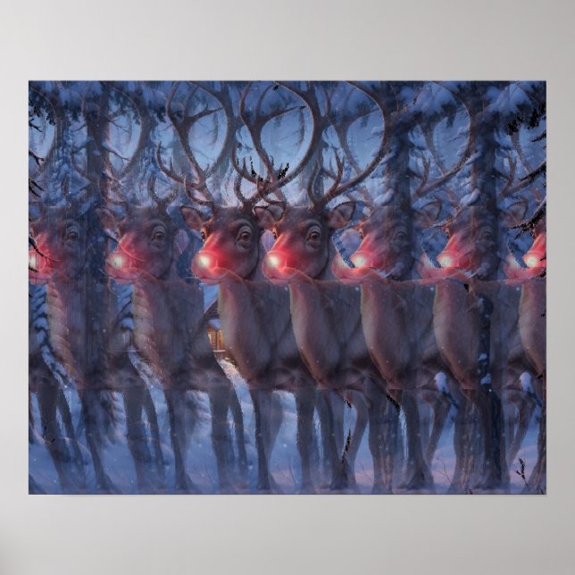 Affiche Rudolph Reindeer 3D Stereogram Christmas Scene  (Devant)