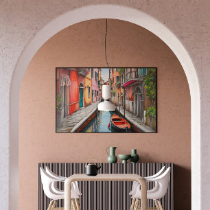 Affiche Rue aquarelle dans le paysage de Venise