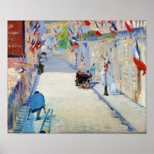 Affiche Rue avec drapeaux français, Manet