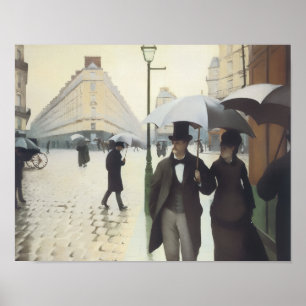 Affiche Rue de Paris, temps de pluie par Caillebotte