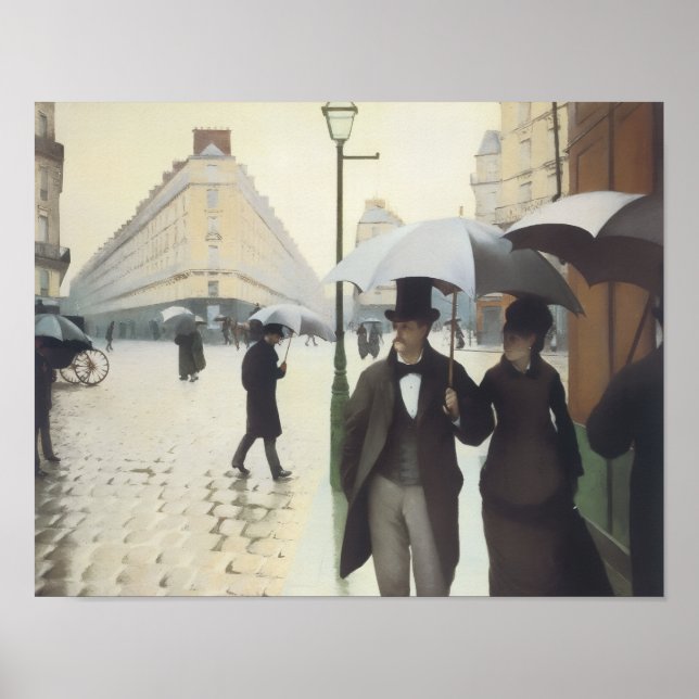 Affiche Rue de Paris, temps de pluie par Caillebotte (Devant)