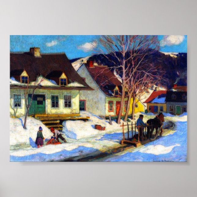 Affiche Rue du village de Québec, hiver, Clarence Gagnon (Devant)