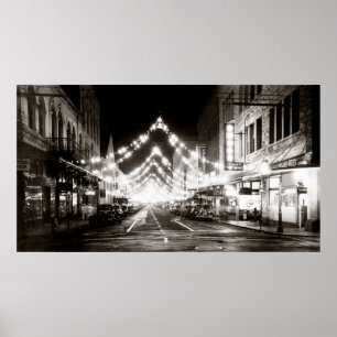Affiche Rue Fort d'Honolulu en 1942 à la nuit