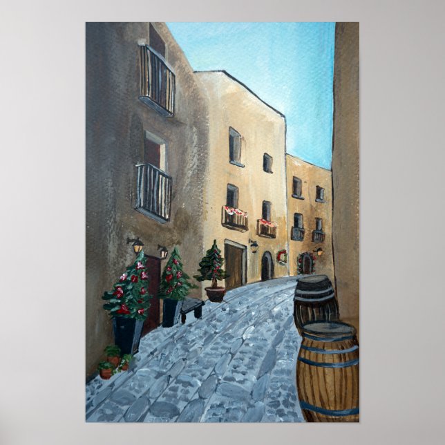 Affiche Rue italienne à Noël | Sicile, Médiéval (Devant)