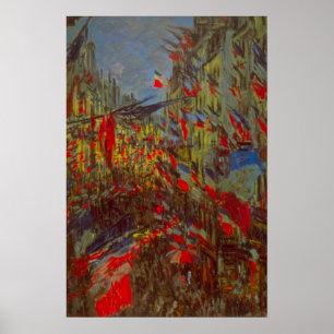 Affiche Rue Montorgueil avec drapeaux par Claude Monet