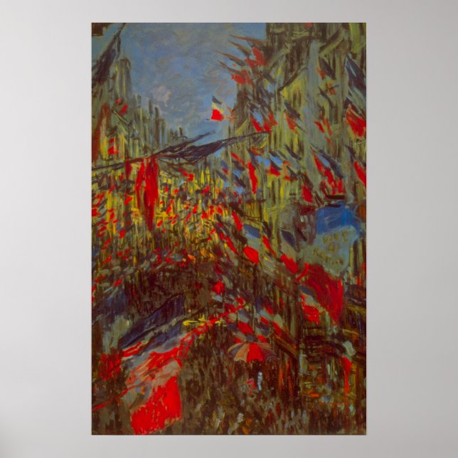 Affiche Rue Montorgueil avec drapeaux par Claude Monet (Devant)