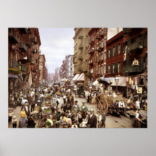 Affiche Rue Mulberry vers 1900 États-Unis - New York vinta