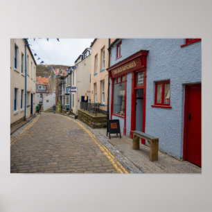 Affiche Rue pavée charmante dans le village de Staithes