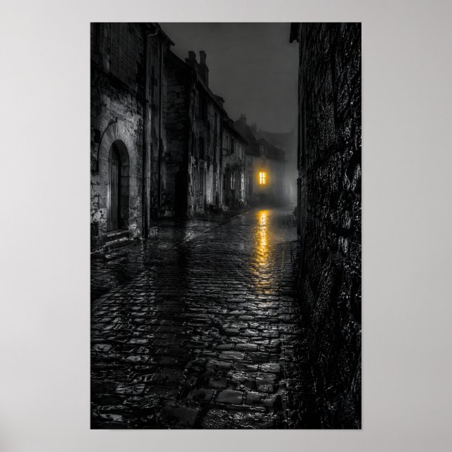 Affiche Rue pavée détrempée (Devant)