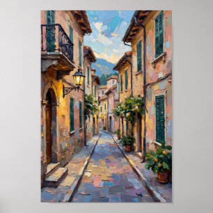 Affiche Rue pavée vintage Art européen