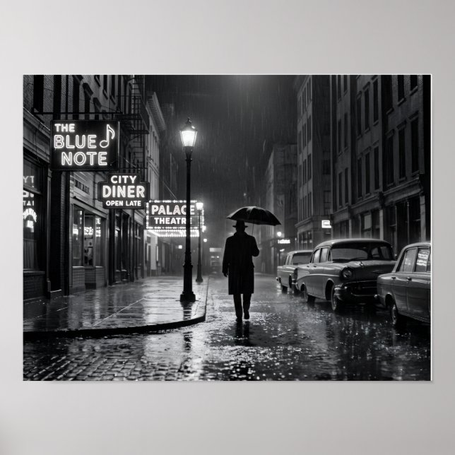 Affiche Rue pluvieuse de film noir (Devant)