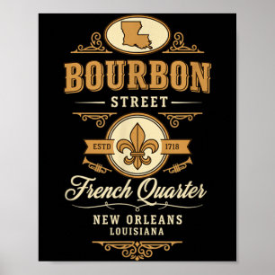 Affiche Rue Quartier Français La Nouvelle-Orléans Louisian