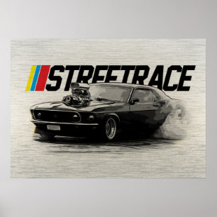 Affiche Rue Race Museau voiture surchargeur Turbo Burnout