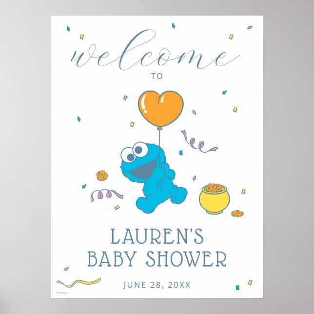 Affiche Rue Sésame | Accueil du Baby shower Monster Cookie (Devant)