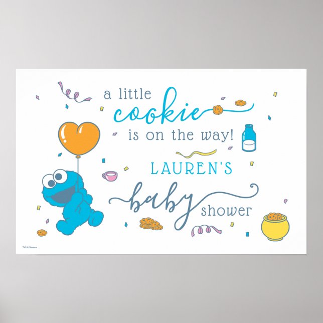 Affiche Rue Sésame | Baby Shower Cookie Monster (Devant)