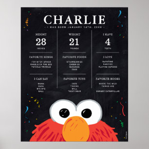 Affiche Rue Sésame - Elmo   1er anniversaire Jalon