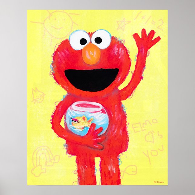 Affiche Rue Sésame | Elmo avec Goldfish (Devant)