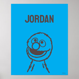 Affiche Rue Sésame Lumière de Grover Ajouter Votre Nom