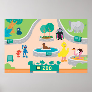 Affiche Rue Sésame   Scène de zoo