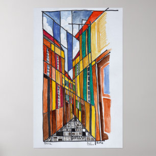 Affiche Rues de Bastia Corse, France