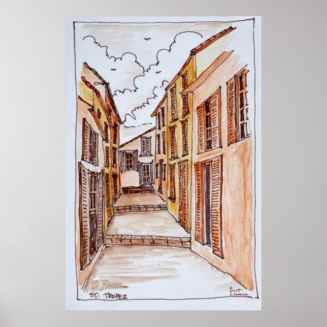 Affiche Rues Saint-Tropez | French Riviera, France (Devant)