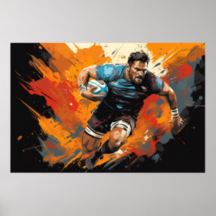 Affiche Rugby Action Sport Peinture Art Décor Abstrait