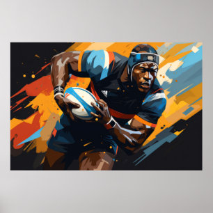 Affiche Rugby Action Sport Peinture Art Décor Abstrait
