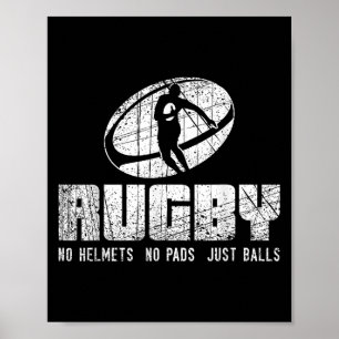 Affiche Rugby Pas de Casque Pas de Protège - T-Shirt Drôle