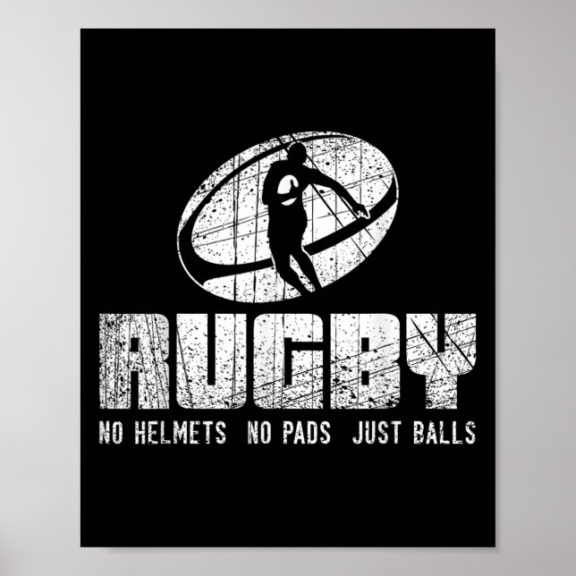 Affiche Rugby Pas de Casque Pas de Protège - T-Shirt Drôle (Devant)