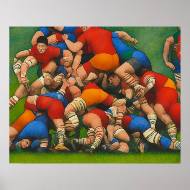 Affiche Rugby Ruck - Art sur toile (Devant)