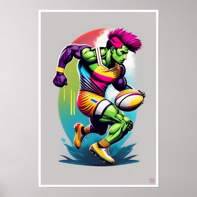 Affiche Rugby Warrior Art Print (Devant)
