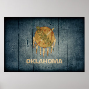 Affiche Rugged Wood Oklahoma Flag
