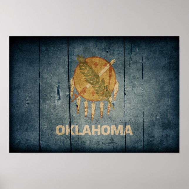 Affiche Rugged Wood Oklahoma Flag (Devant)