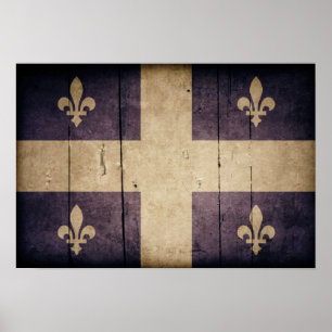 Affiche Rugged Wood Quebec Flag