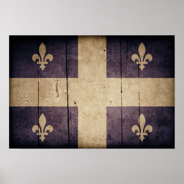 Affiche Rugged Wood Quebec Flag (Devant)