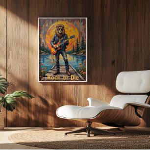 Affiche Rugissement Sauvage : Guitare au Bord de l'Eau