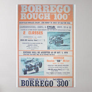 Affiche rugueuse de 100 courses de Borrego