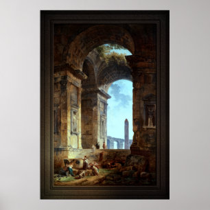 Affiche Ruines Avec Un Obélisque Dans La Distance