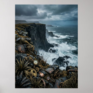 Affiche Ruines de la falaise océanique Steampunk