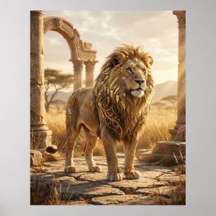 Affiche Ruines du Lion en feuille d'or
