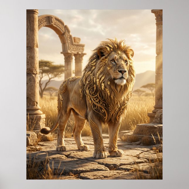 Affiche Ruines du Lion en feuille d'or (Devant)