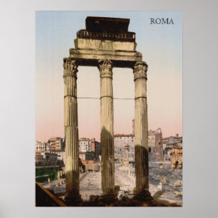 Affiche Ruines du Temple de Castor et Pollux à Rome