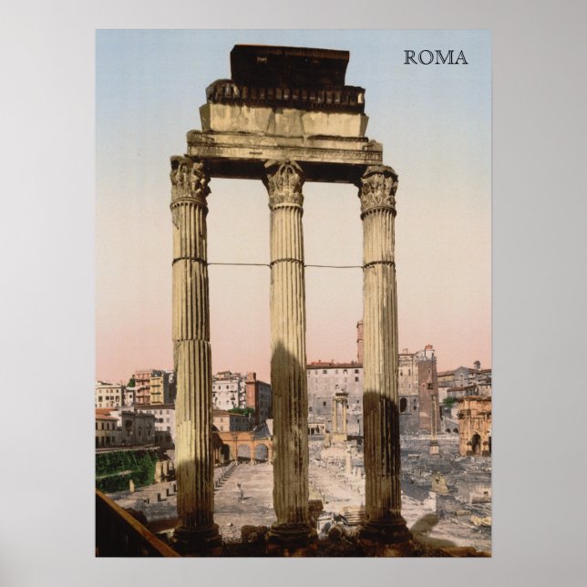 Affiche Ruines du Temple de Castor et Pollux à Rome (Devant)